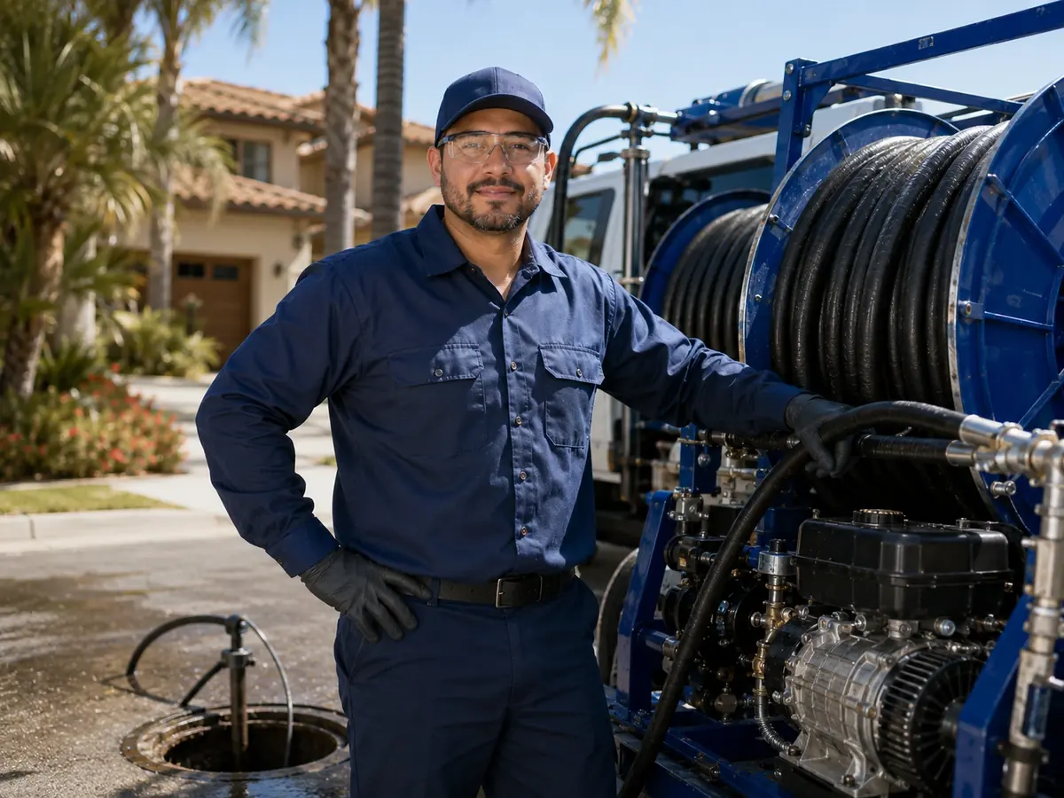 Hydro jet sewer cleaning in Upland