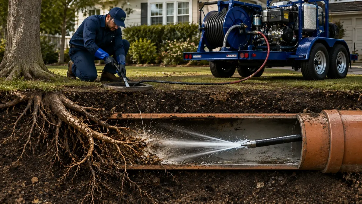 Tree Root Removal with Hydro Jetting in Upland